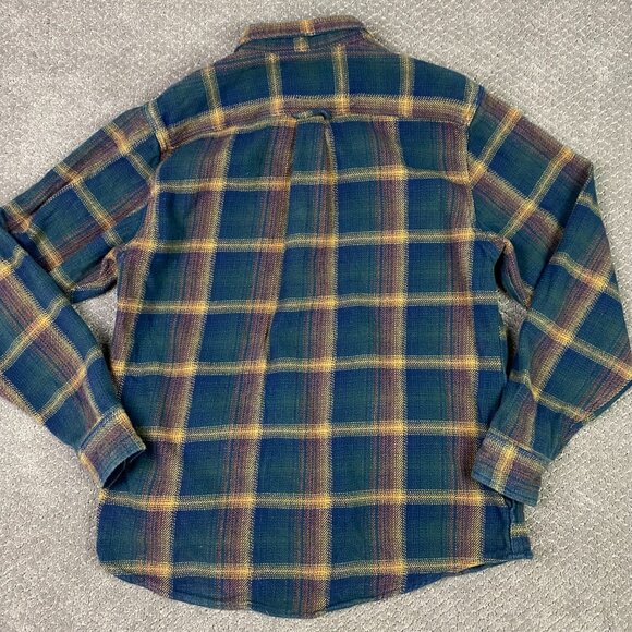 Orvis Shirt Jacket Shacket Men's Large Fits like Medium Green Blue Yellow Plaid - Picture 5 of 12